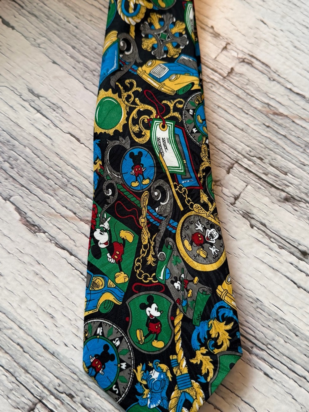 Picasso Mickey Mouse Black Multicolor Tie